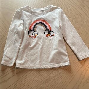 Cat & Jack White Long-Sleeve Tee with Coral and Navy Rainbow & Pumpkin Motif💜